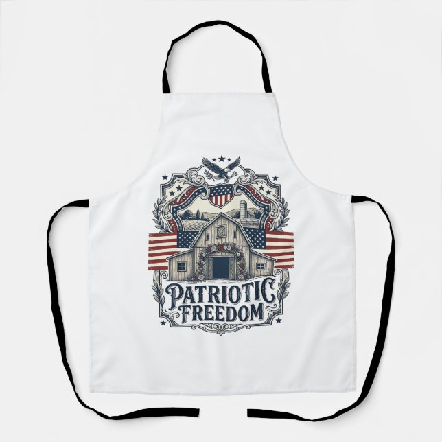 Patriotic Rustic Barn Wedding  Apron (Front)