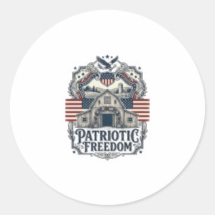 Patriotic Rustic Barn Wedding Classic Round Sticker