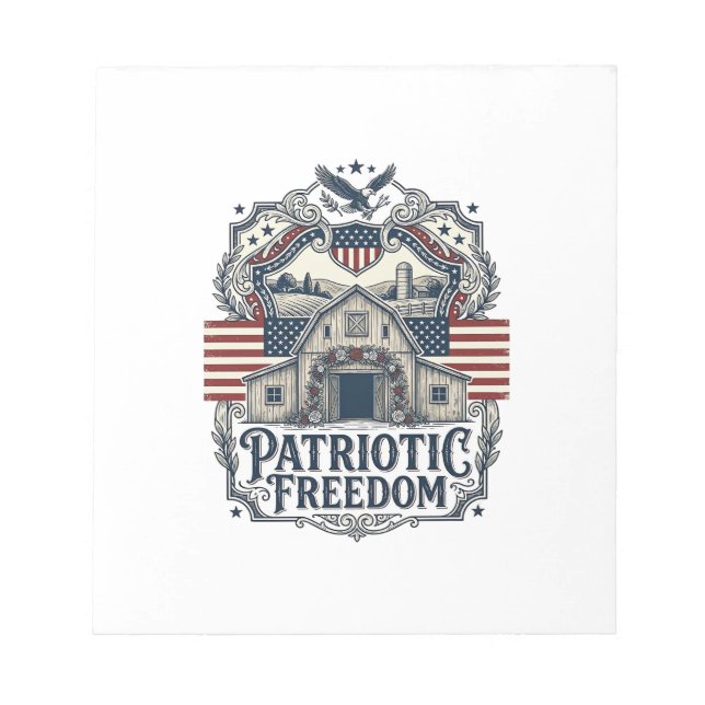 Patriotic Rustic Barn Wedding  Notepad (Front)