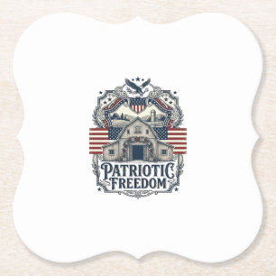 Patriotic Rustic Barn Wedding Paper Coaster