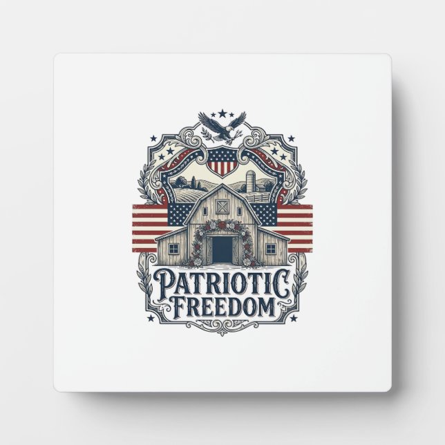 Patriotic Rustic Barn Wedding  Plaque (Front)