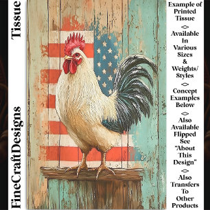 Patriotic Rustic Farmhouse Rooster DB8L Decoupage Tissue Paper