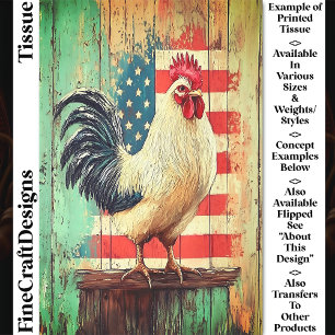 Patriotic Rustic Farmhouse Rooster DB8RF Decoupage Tissue Paper