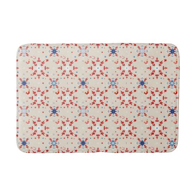 Patriotic Rustic Red White and Blue Bath Mat Rug (Front)