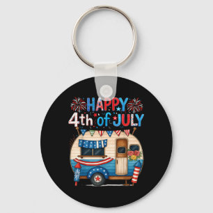 Patriotic Rv Camper American Flag 4th Of July Key Ring
