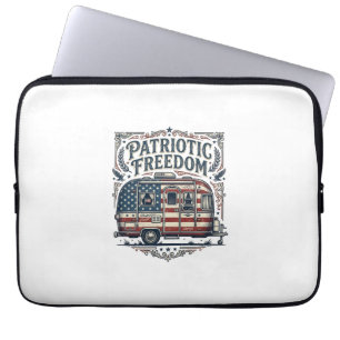Patriotic RV Camper Vector Graphic Tee Laptop Sleeve