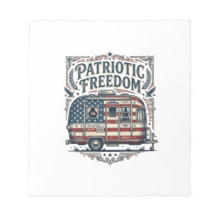 Patriotic RV Camper Vector Graphic Tee Notepad