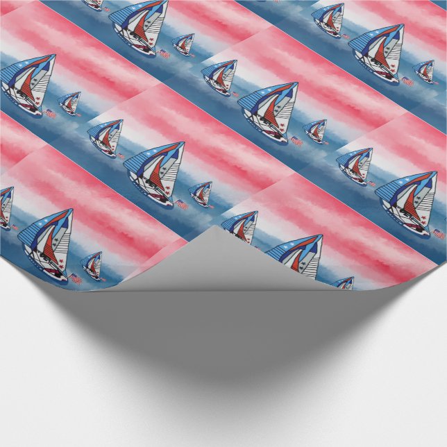 Patriotic Sailboats Wrapping Paper (Corner)