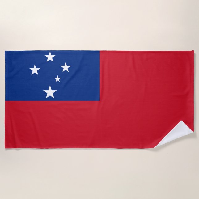 Patriotic Samoa Island flag Beach Towel (Front)