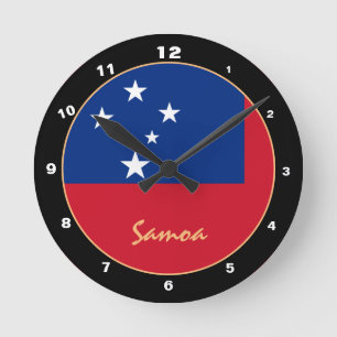 Patriotic Samoan Flag, Samoa trendy Home / design Round Clock