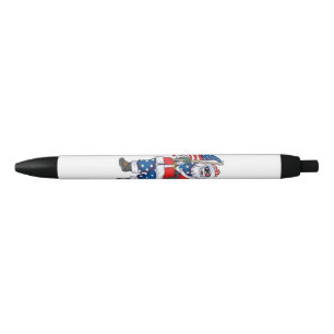 Patriotic Santa American Christmas 4th Of July San Black Ink Pen