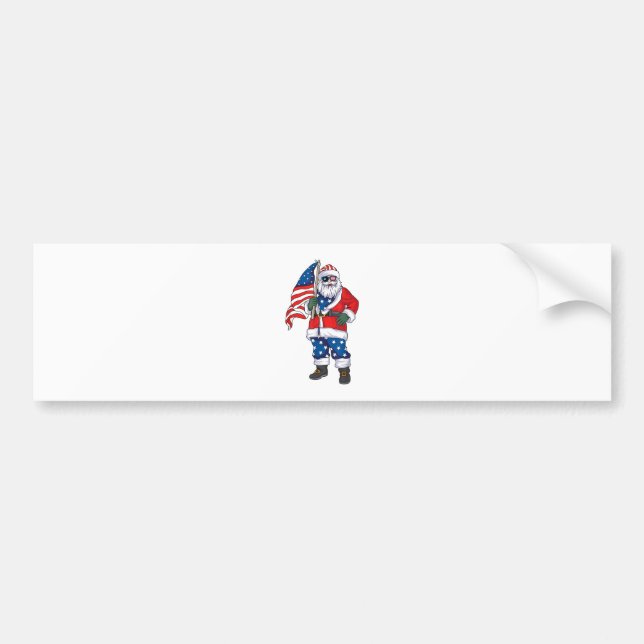 Patriotic Santa American Christmas 4th Of July San Bumper Sticker (Front)