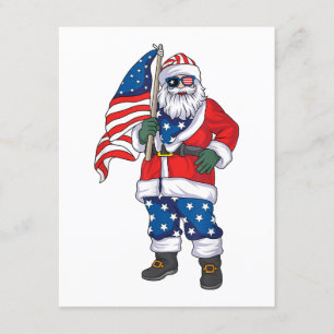 Patriotic Santa American Christmas 4th Of July San Enclosure Card