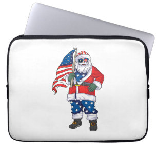 Patriotic Santa American Christmas 4th Of July San Laptop Sleeve