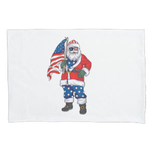 Patriotic Santa American Christmas 4th Of July San Pillowcase