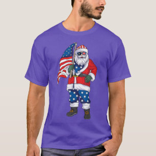 Patriotic Santa American Christmas 4th Of July San T-Shirt