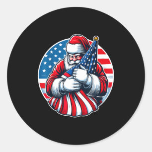 Patriotic Santa Claus For Men Women Usa Flag Chris Classic Round Sticker