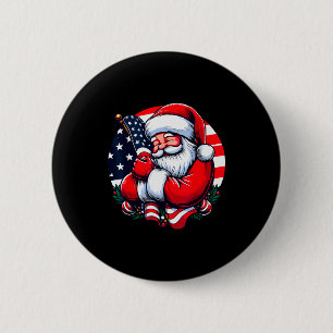 Patriotic Santa Claus Men Women Usa Flag Christmas 6 Cm Round Badge