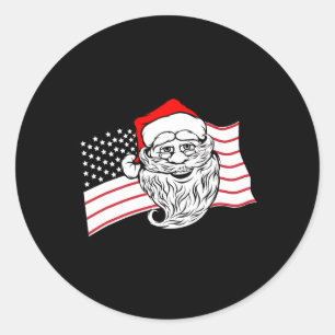 Patriotic Santa Claus Us American Flag Usa Christm Classic Round Sticker