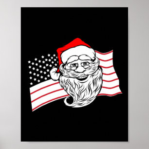 Patriotic Santa Claus Us American Flag Usa Christm Poster