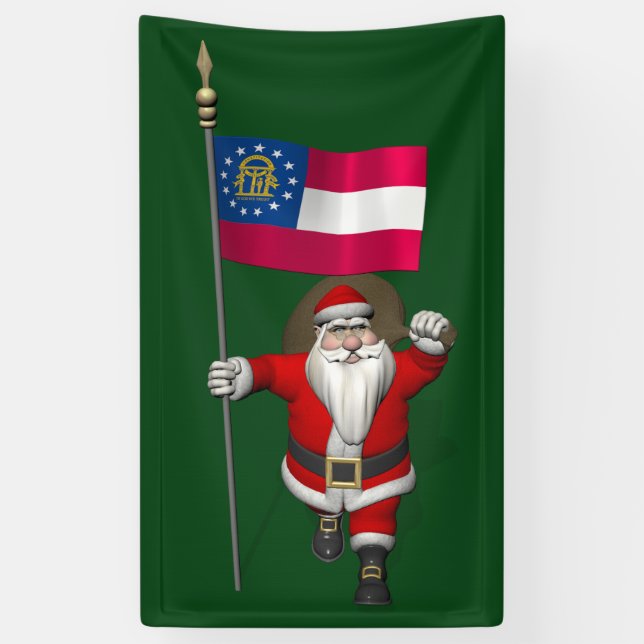Patriotic Santa Claus Visiting Georgia Banner (Vertical)