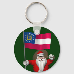 Patriotic Santa Claus Visiting Georgia Key Ring
