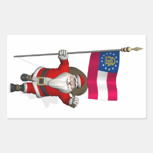 Patriotic Santa Claus Visiting Georgia Rectangular Sticker