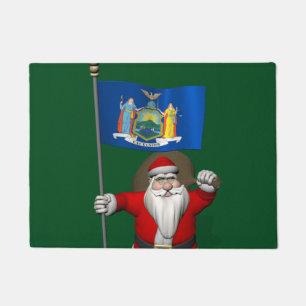 Patriotic Santa Claus Visiting State New York Doormat