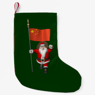 Patriotic Santa Claus Visits China Small Christmas Stocking