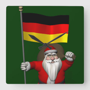 Patriotic Santa Claus With Ensign Of Germany Square Wall Clock