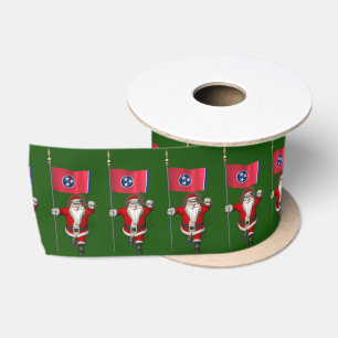 Patriotic Santa Claus With Ensign Of Tennessee Satin Ribbon