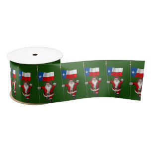 Patriotic Santa Claus With Ensign Of Texas Satin Ribbon