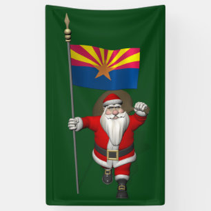 Patriotic Santa Claus With Flag Of Arizona Banner