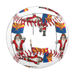 Patriotic Santa Claus With Flag Of Arizona Baseball