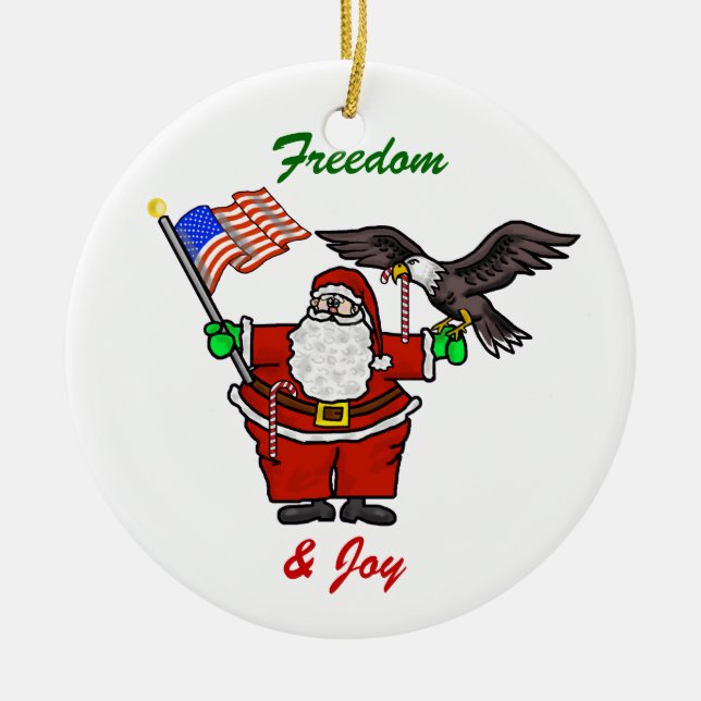 Patriotic Santa Customisable Christmas Ornament (Front)