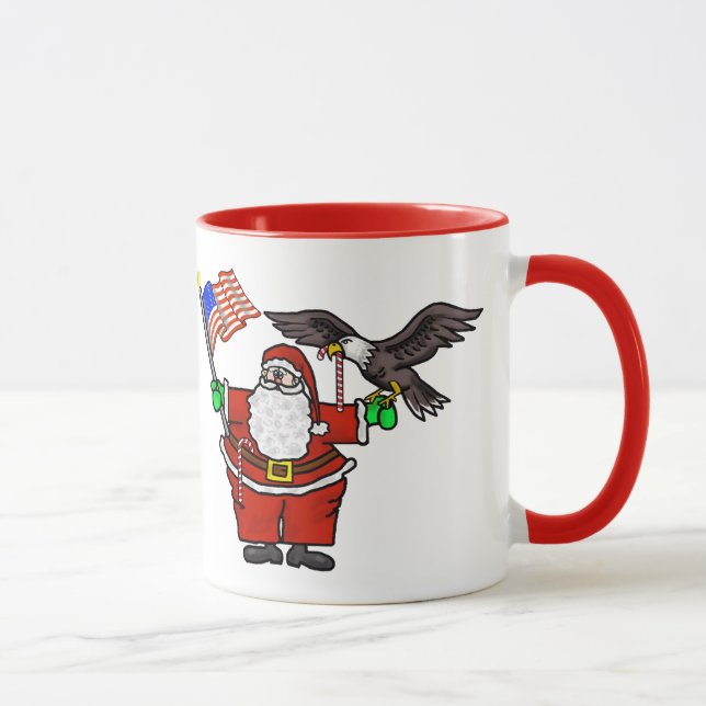 Patriotic Santa Flag & Eagle Christmas Mug (Right)