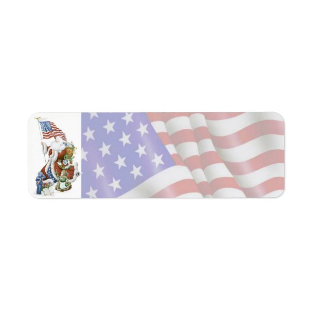 Patriotic Santa Flag Holiday Label Return Address Label (Front)