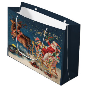 Patriotic Santa Merry Christmas Gift Bag