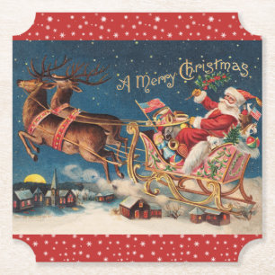 Patriotic Santa Paper Coaster