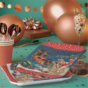 Patriotic Santa Paper Plate