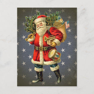Patriotic Santa / Vintage Postcard