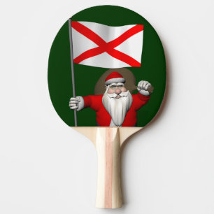 Patriotic Santa With Ensign Of Alabama Ping Pong Paddle