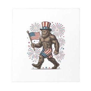 Patriotic Sasquatch Fireworks Vintage Engraving De Notepad