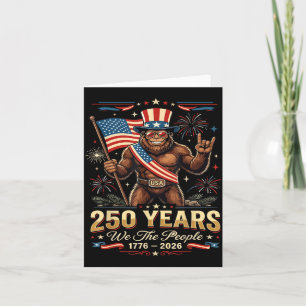 Patriotic Sasquatch USA Vintage 250 Years Birthday Card