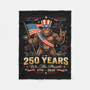 Patriotic Sasquatch USA Vintage 250 Years Birthday Fleece Blanket