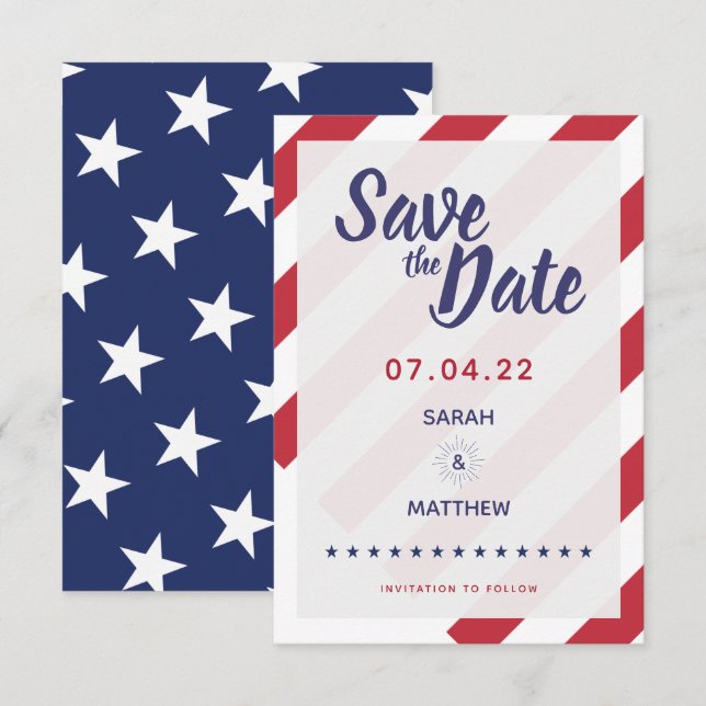 Patriotic Save the Date - US Flag (Front/Back)