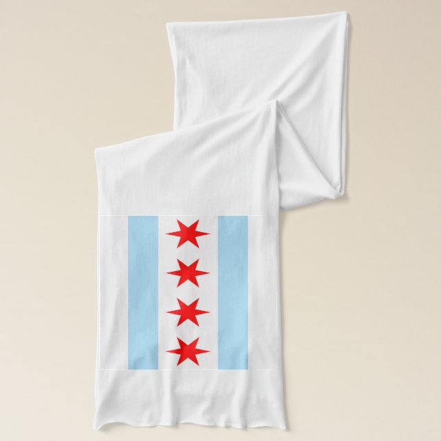 Patriotic Scarf with Flag of Chicago, Illinois (Left)