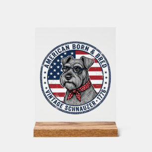 Patriotic Schnauzer Dog Vintage Acrylic Sign