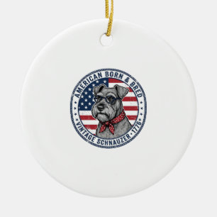 Patriotic Schnauzer Dog Vintage Ceramic Ornament