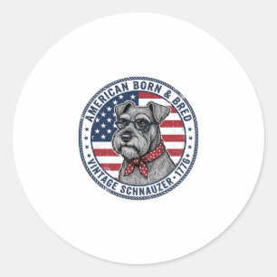 Patriotic Schnauzer Dog Vintage Classic Round Sticker